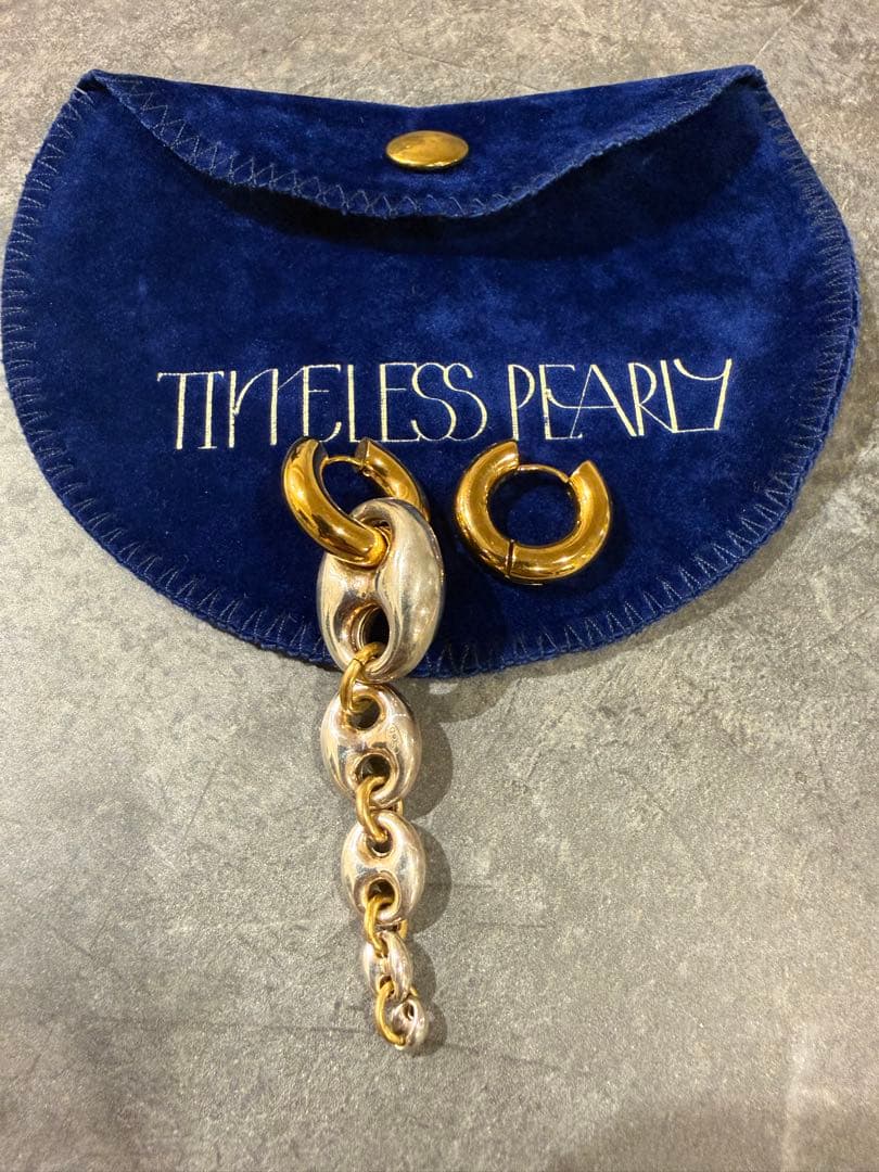 TimelessPearlyタイムレスパーティーチェーンデザインフープピアス