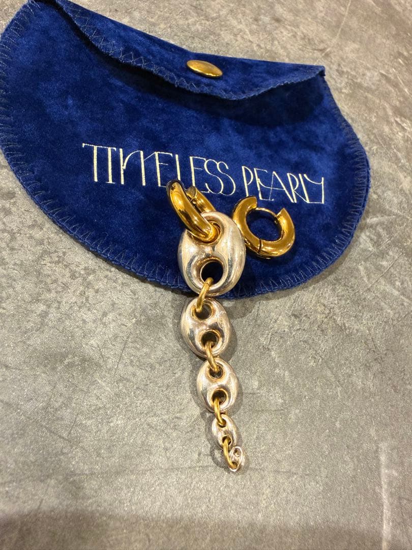 TimelessPearlyタイムレスパーティーチェーンデザインフープピアス