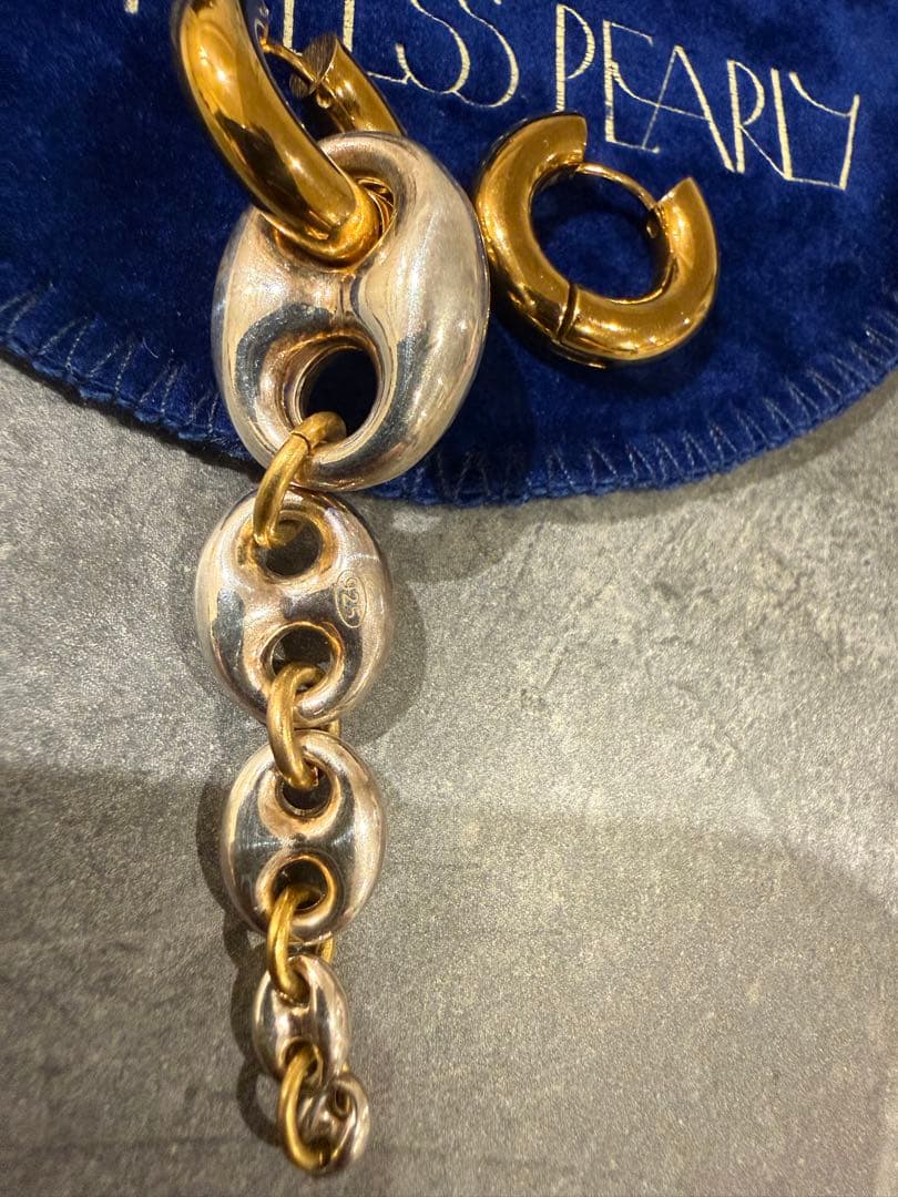 TimelessPearlyタイムレスパーティーチェーンデザインフープピアス
