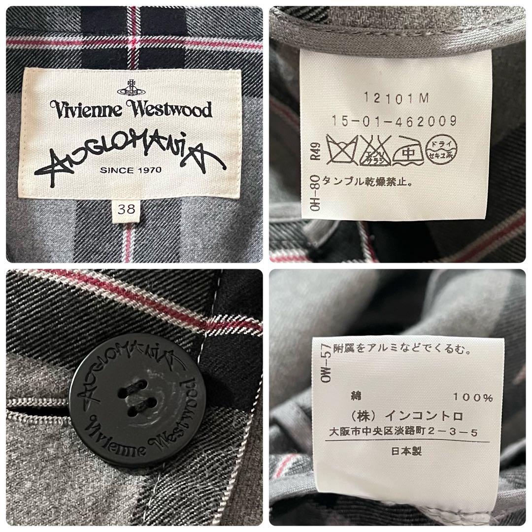 【美品】ヴィヴィアンウエストウッド　変形テーラード ジャケット　チェック柄　ロゴ