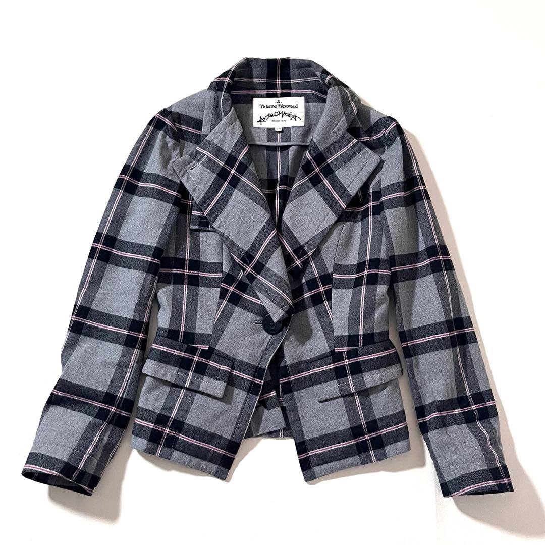 【美品】ヴィヴィアンウエストウッド　変形テーラード ジャケット　チェック柄　ロゴ