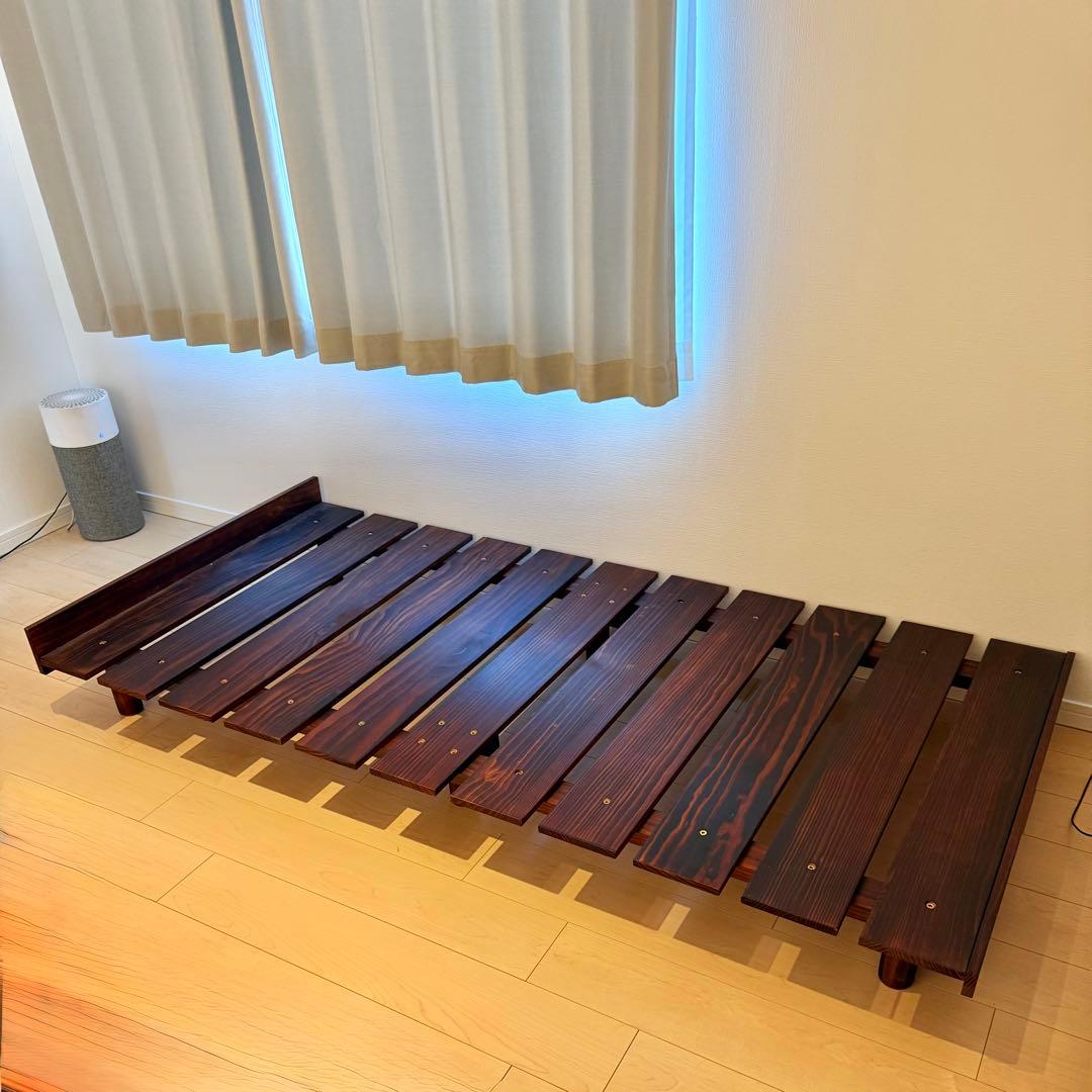 【中古美品】タンスのゲン シングルすのこベッド 高さ調節可能ローフレーム