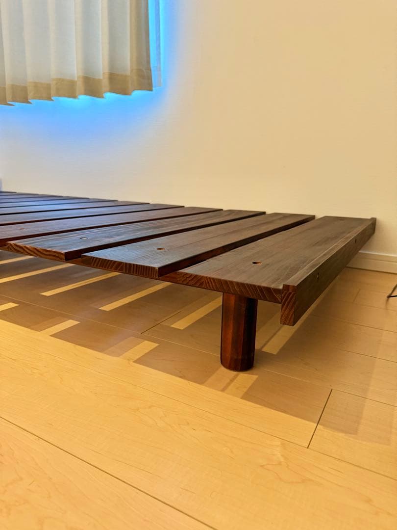 【中古美品】タンスのゲン シングルすのこベッド 高さ調節可能ローフレーム