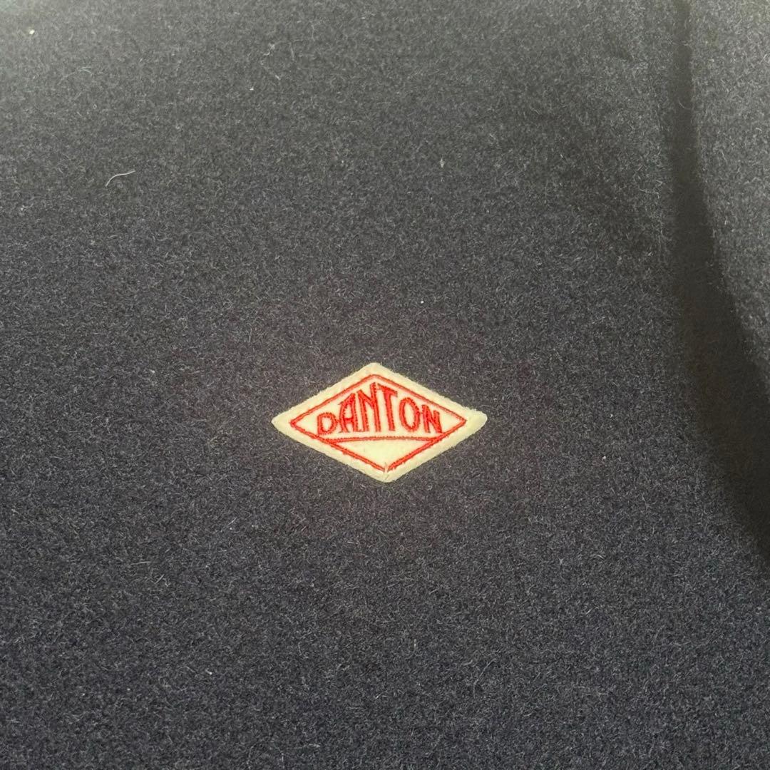 DANTON ウールモッサ　ノーカラージャケット36 ネイビー