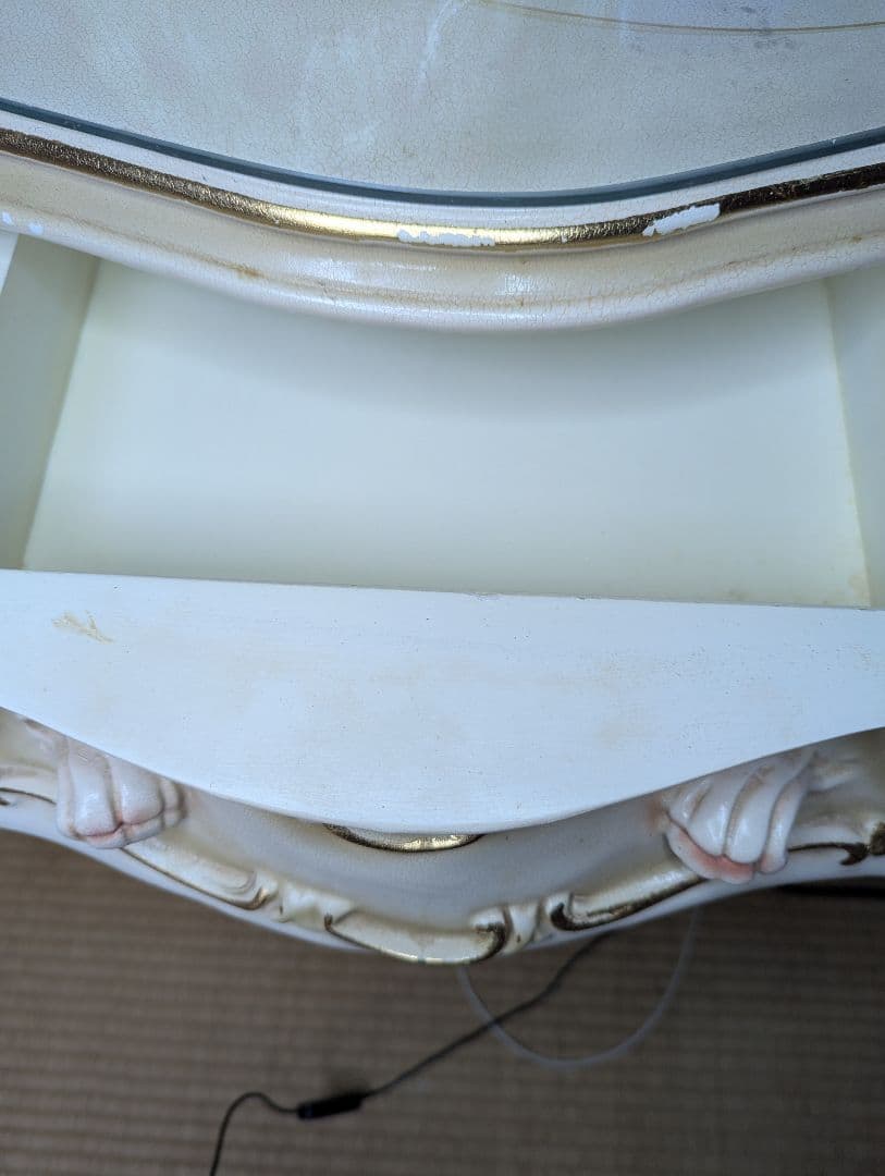 ロココ調 ドレッサー 豪華 姫系 椅子つき アンティーク 鏡台 ミラー