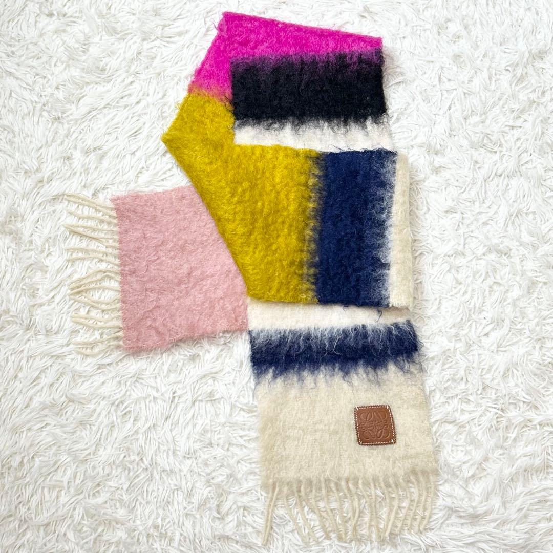ロエベ マフラー モヘア×ウール アナグラム マルチカラー グラデーション