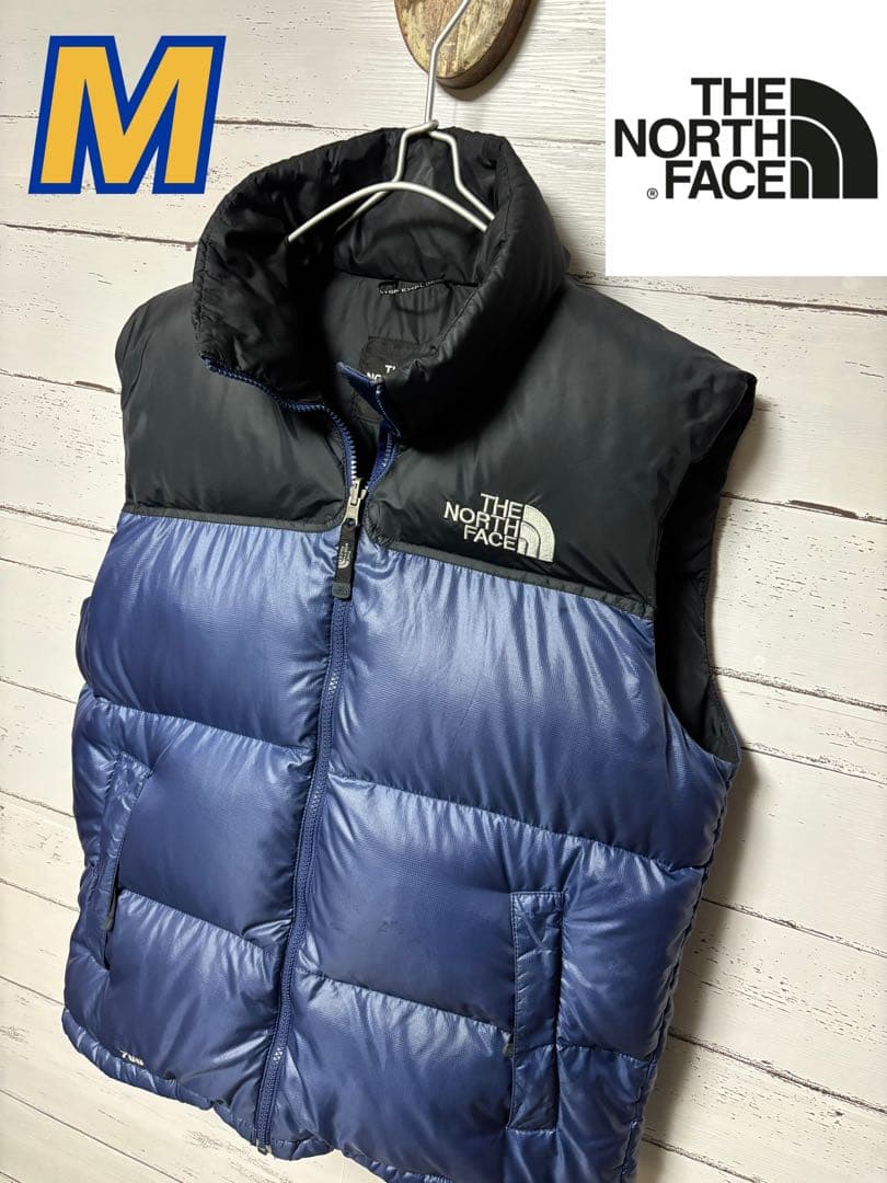 ノースフェイス ヌプシ ダウンベスト Ｍ 紺黒 700 ツートンカラー 切り替え