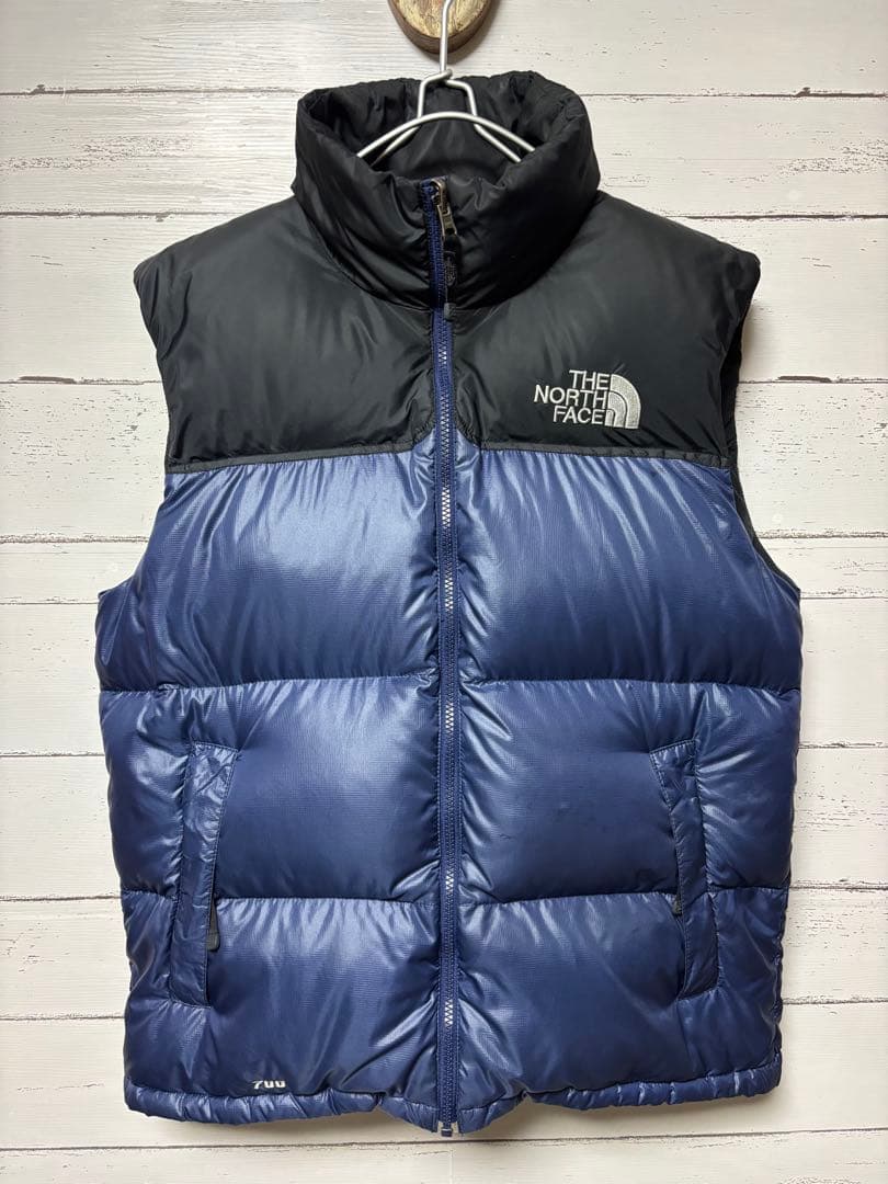 ノースフェイス ヌプシ ダウンベスト Ｍ 紺黒 700 ツートンカラー 切り替え