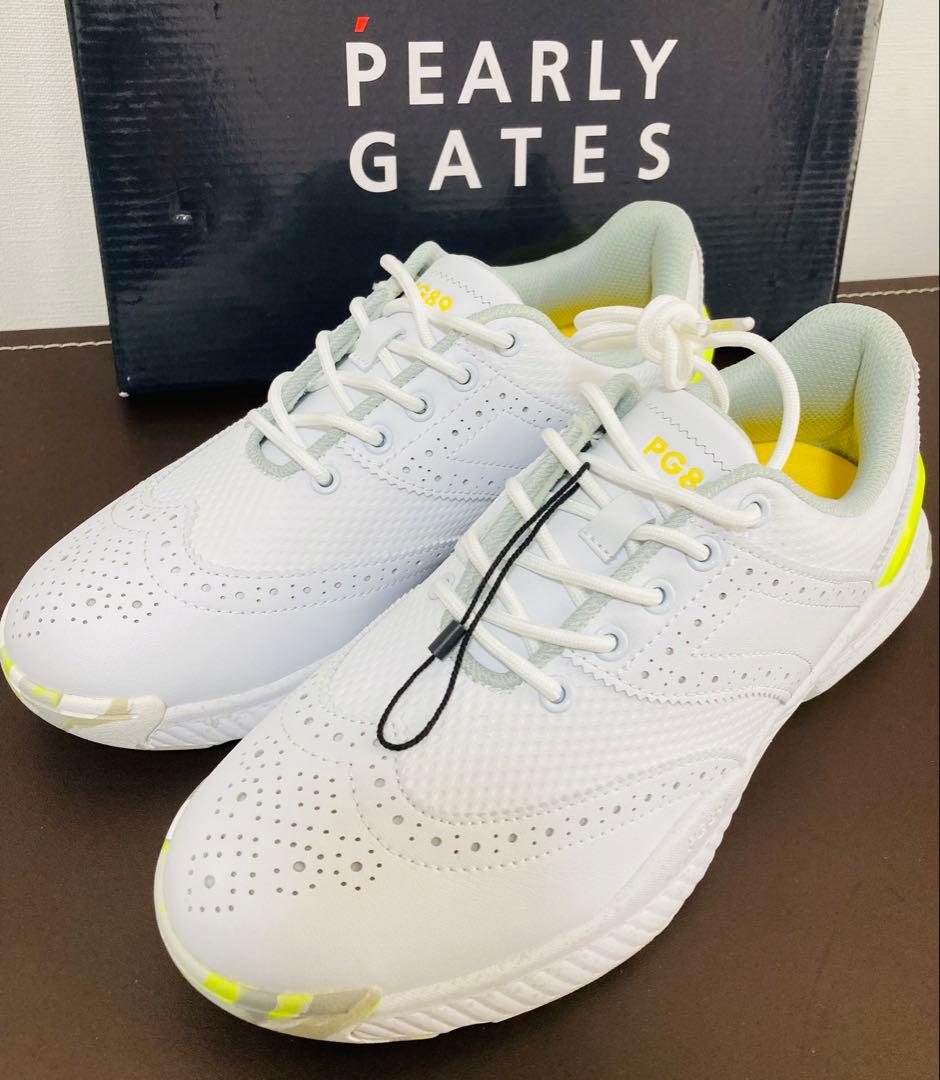 新品 パーリーゲイツ ウィングチップTYPE ゴルフシューズ 26cm 白