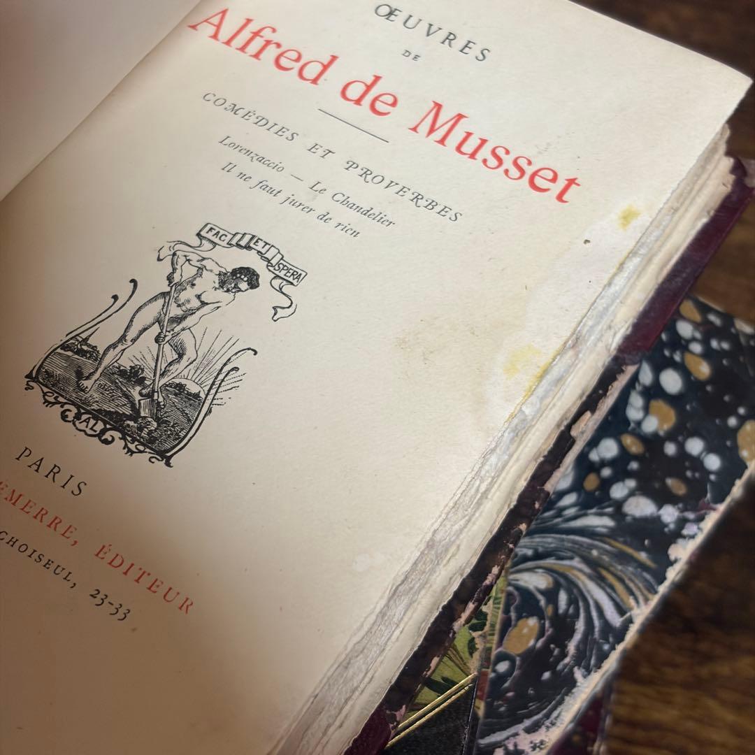 フランス古書 洋書【5set】 アンティーク 革装丁 ゴールド装飾　インテリア