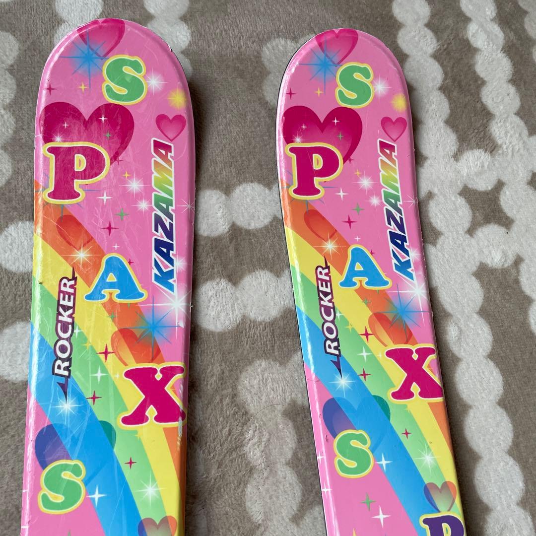 9999→KAZAMA SPAX 106cm スキー板 ピンク色レインボー