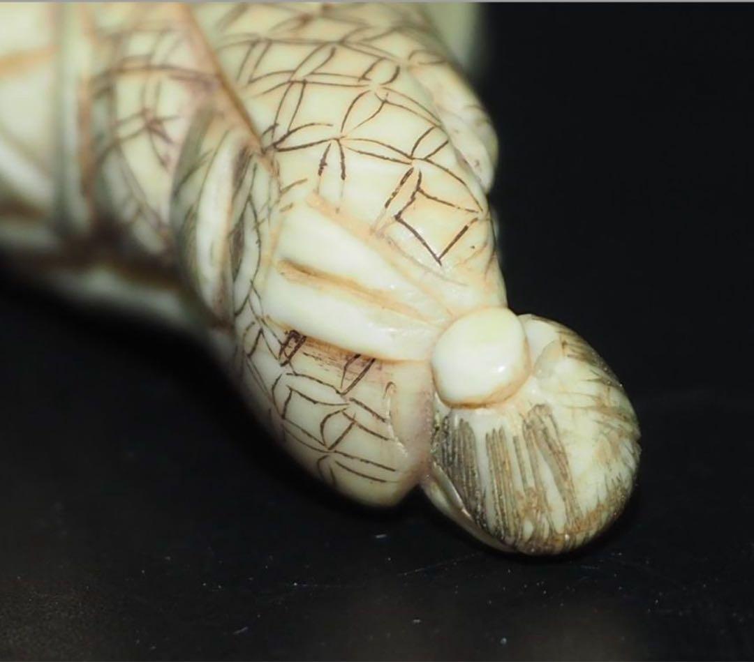 送料無料　コレクター放出　時代提げ物・根付『玉芝』作　馬に仙人