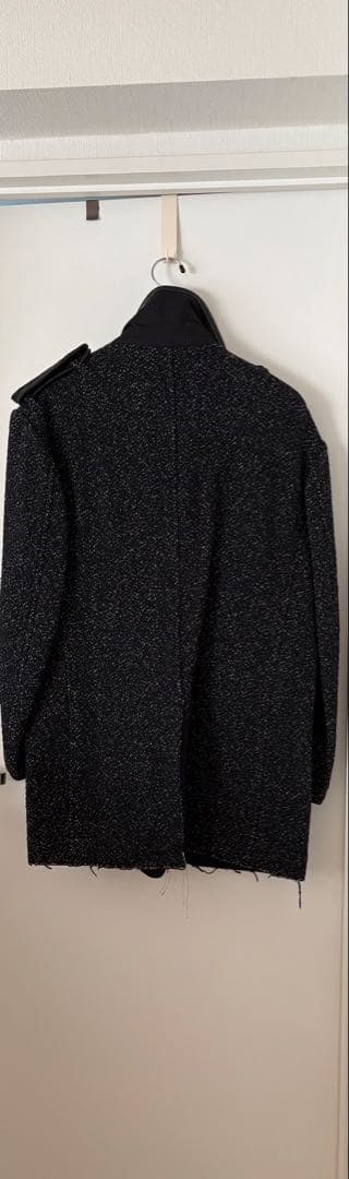 美品 ヨウジヤマモト 裁ち切り仕様コート 金属ホックボタン ネップ