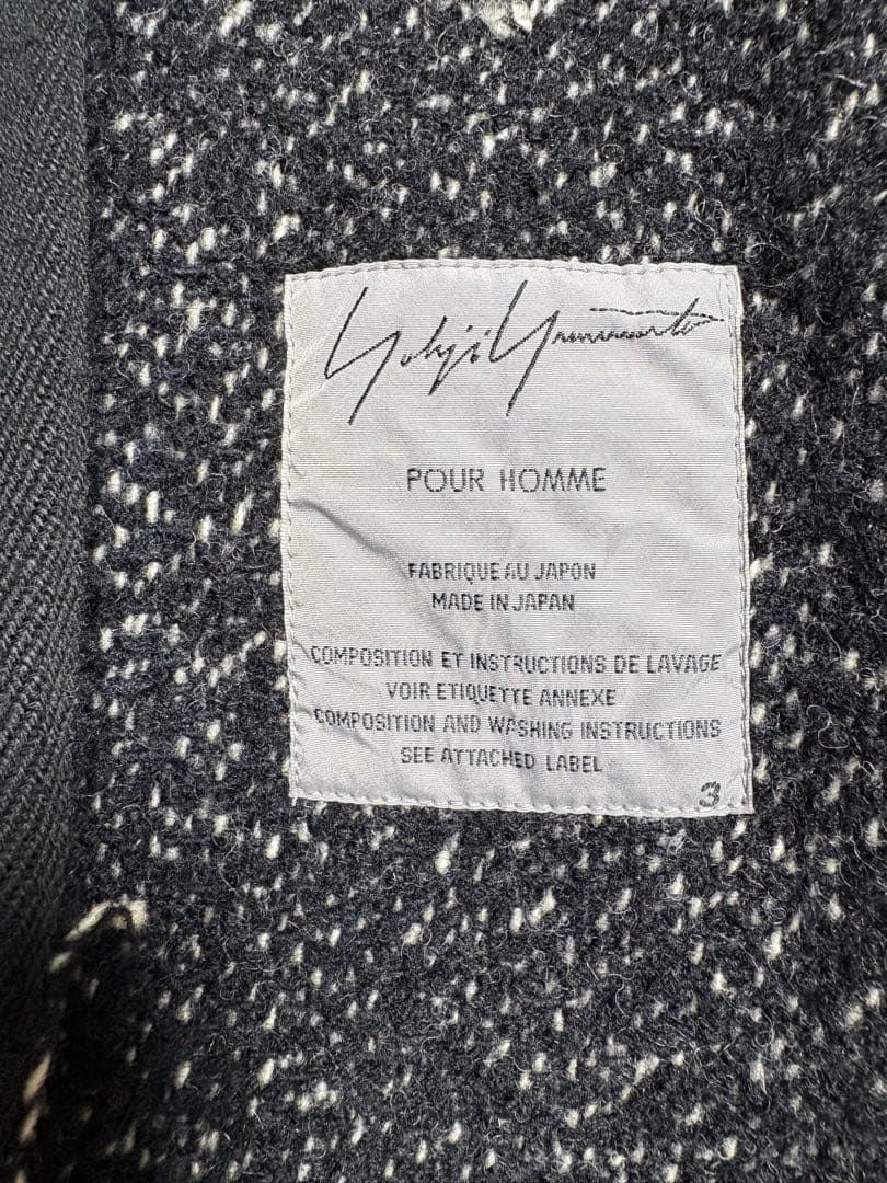 美品 ヨウジヤマモト 裁ち切り仕様コート 金属ホックボタン ネップ