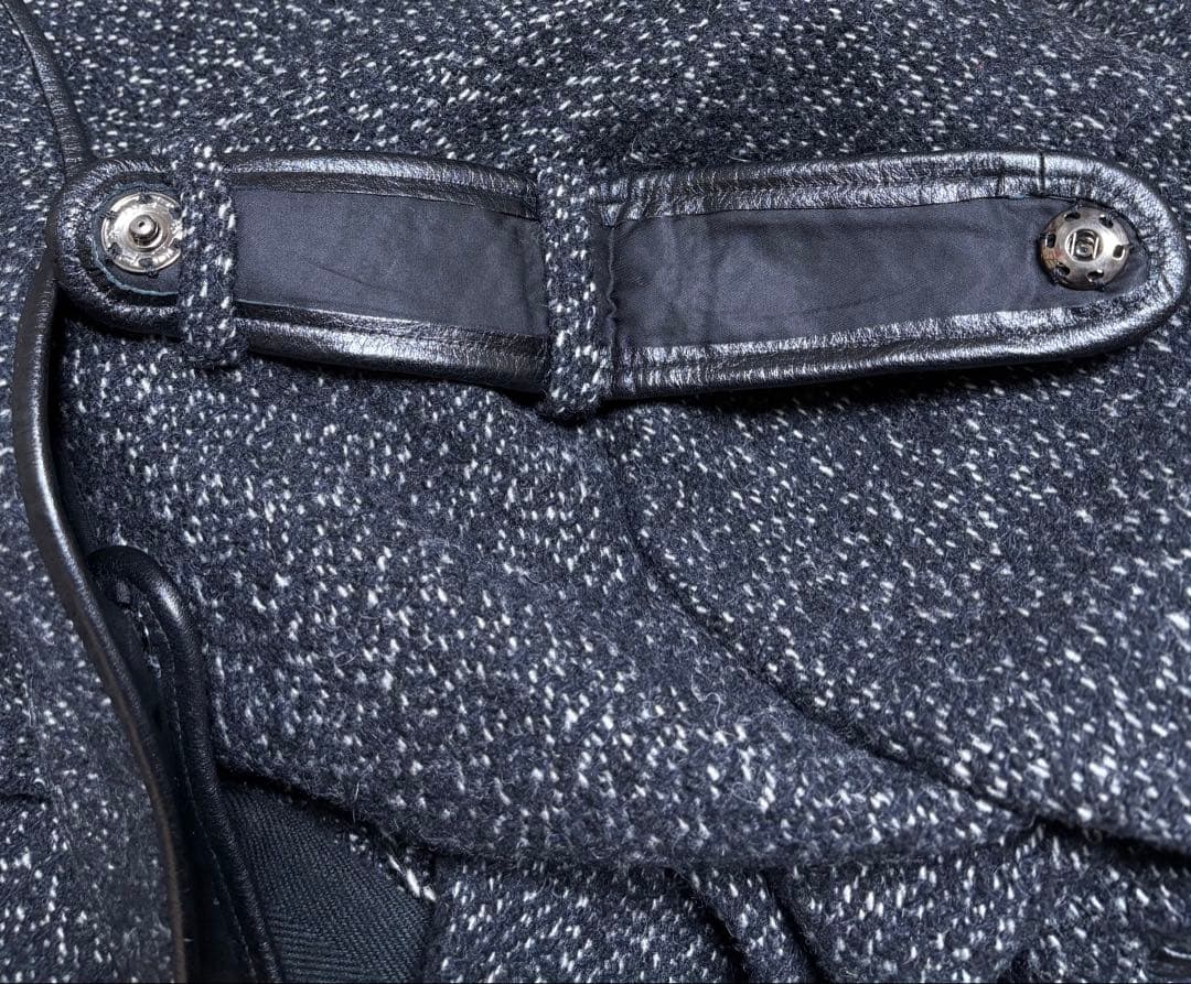 美品 ヨウジヤマモト 裁ち切り仕様コート 金属ホックボタン ネップ