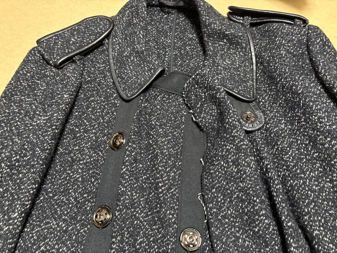 美品 ヨウジヤマモト 裁ち切り仕様コート 金属ホックボタン ネップ