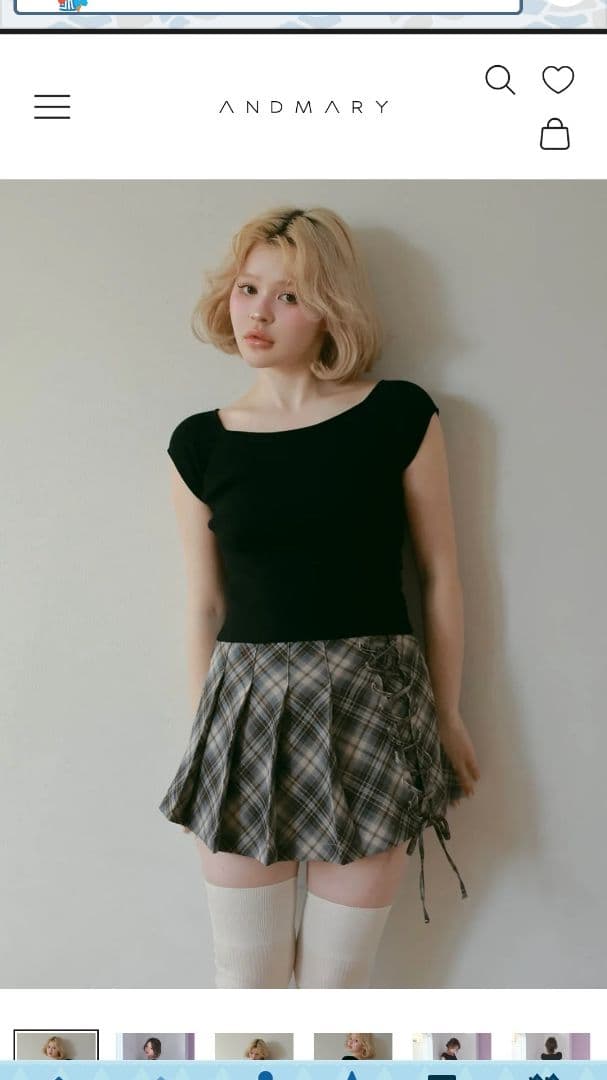 ANDMARY チェック柄 プリーツスカート M