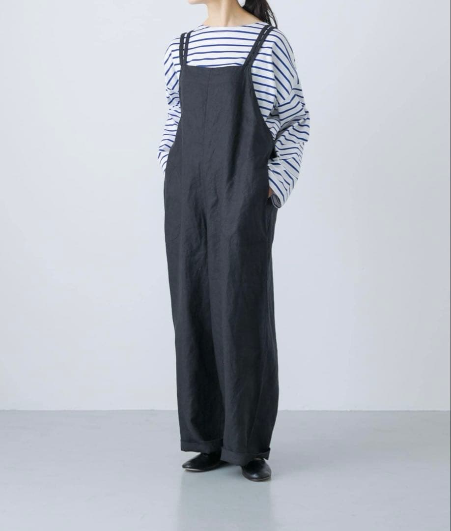 【新品未使用】かぐれ リネンサロペット　ブラック