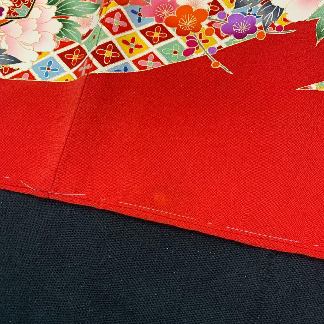 未使用品☆お宮参り 産着 祝着のきもの京友禅染四季花御所車鼓熨斗文多色染ぼかし染