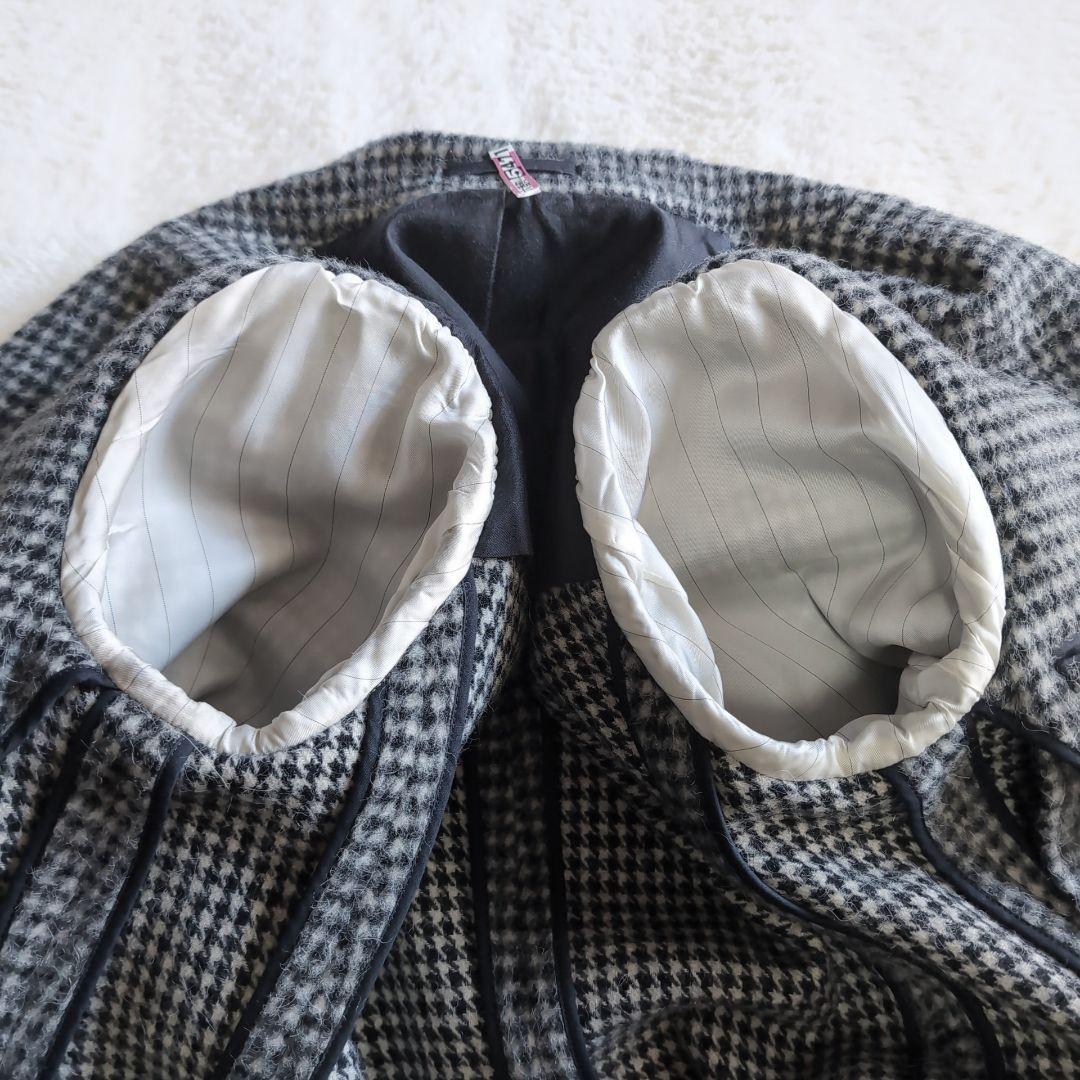 美品 トゥモローランド アルパカ混 千鳥格子 秋冬 テーラードジャケット 白 黒