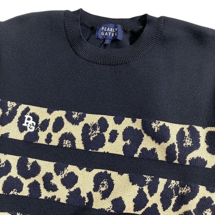 パーリーゲイツ ゴルフ レオパード柄 クルーネック 長袖 ニット ウェア 4