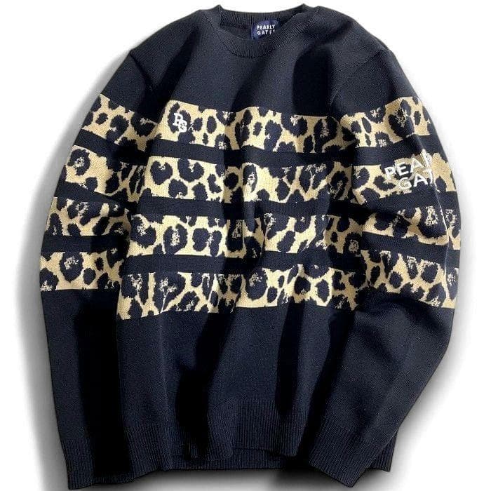 パーリーゲイツ ゴルフ レオパード柄 クルーネック 長袖 ニット ウェア 4