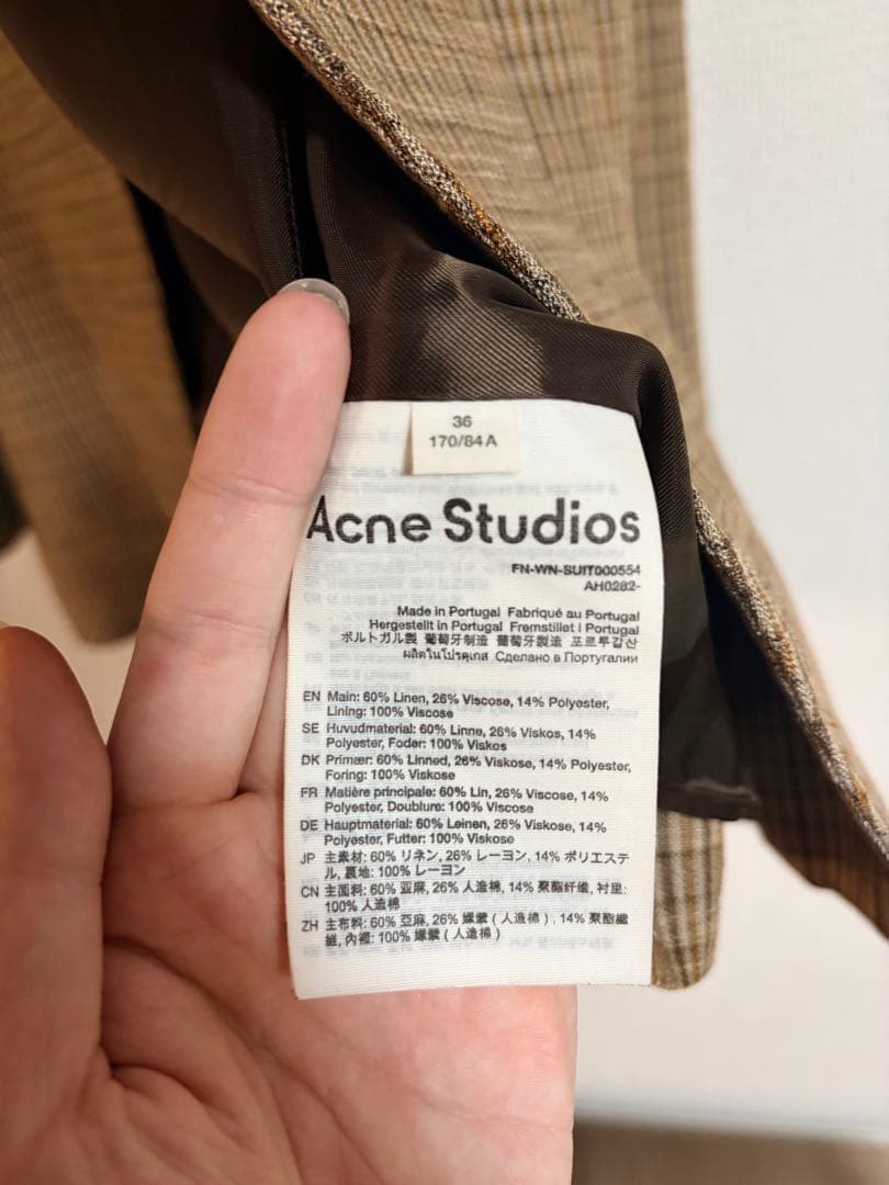 acne studious グレンチェックシングルブレスト テーラードジャケット