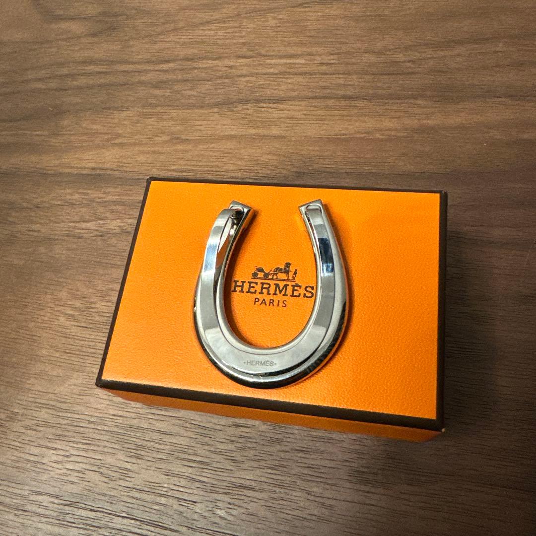 【美品】HERMES ステンレススチール マネークリップ