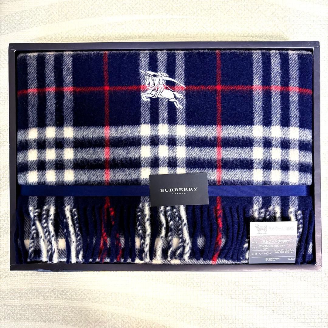 新品　バーバリー　ラムウール100% ひざ掛け　マフラー　75×150cm