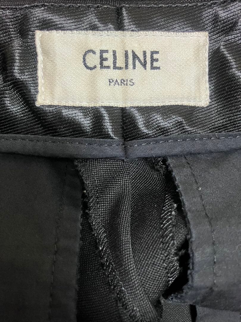 celine スラックス　ウールギャバジン　クラシック　ワンタック　ストレート
