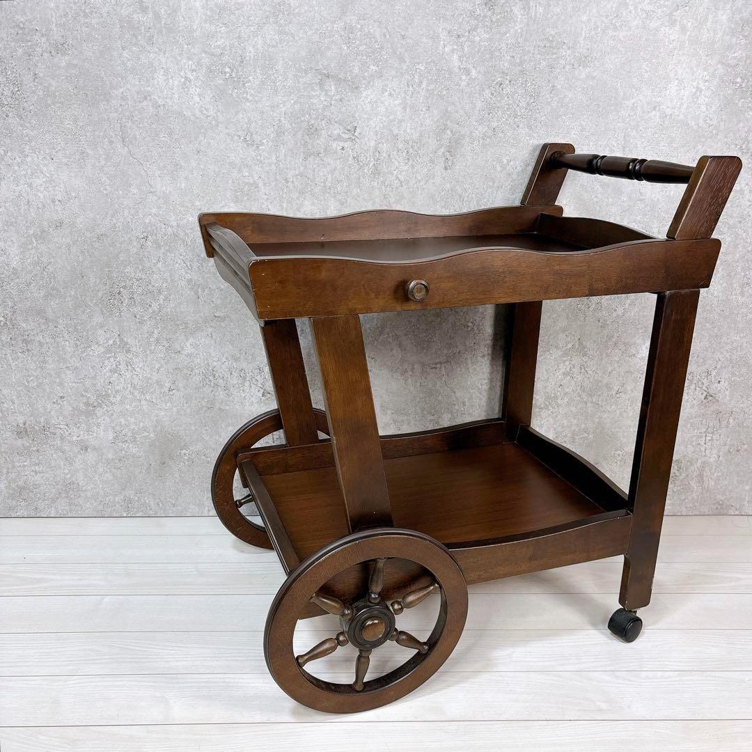 美品 karimoku カリモク キッチンワゴン 車輪 コロニアル アンティーク