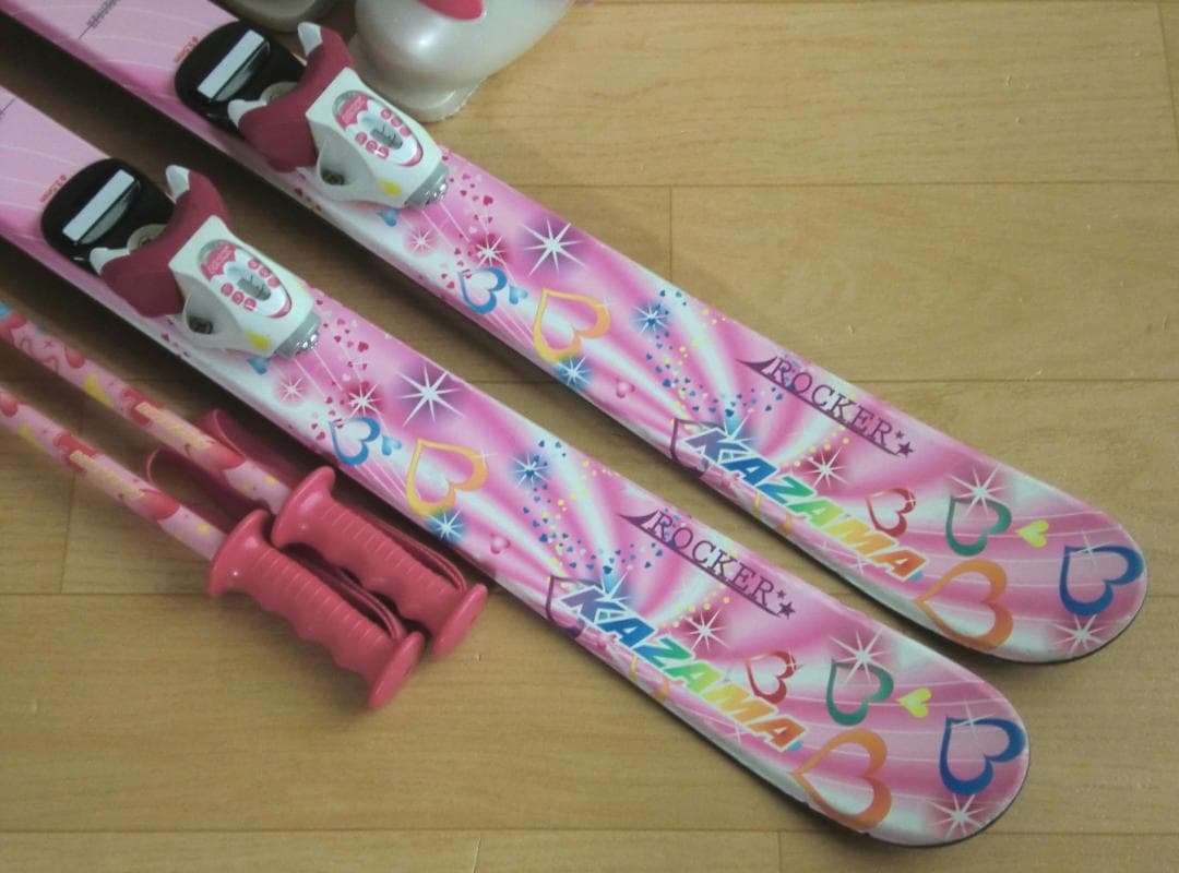 ■■送料無料■KAZAMA■子供用スキー4点セット■106/21■WAX済■■