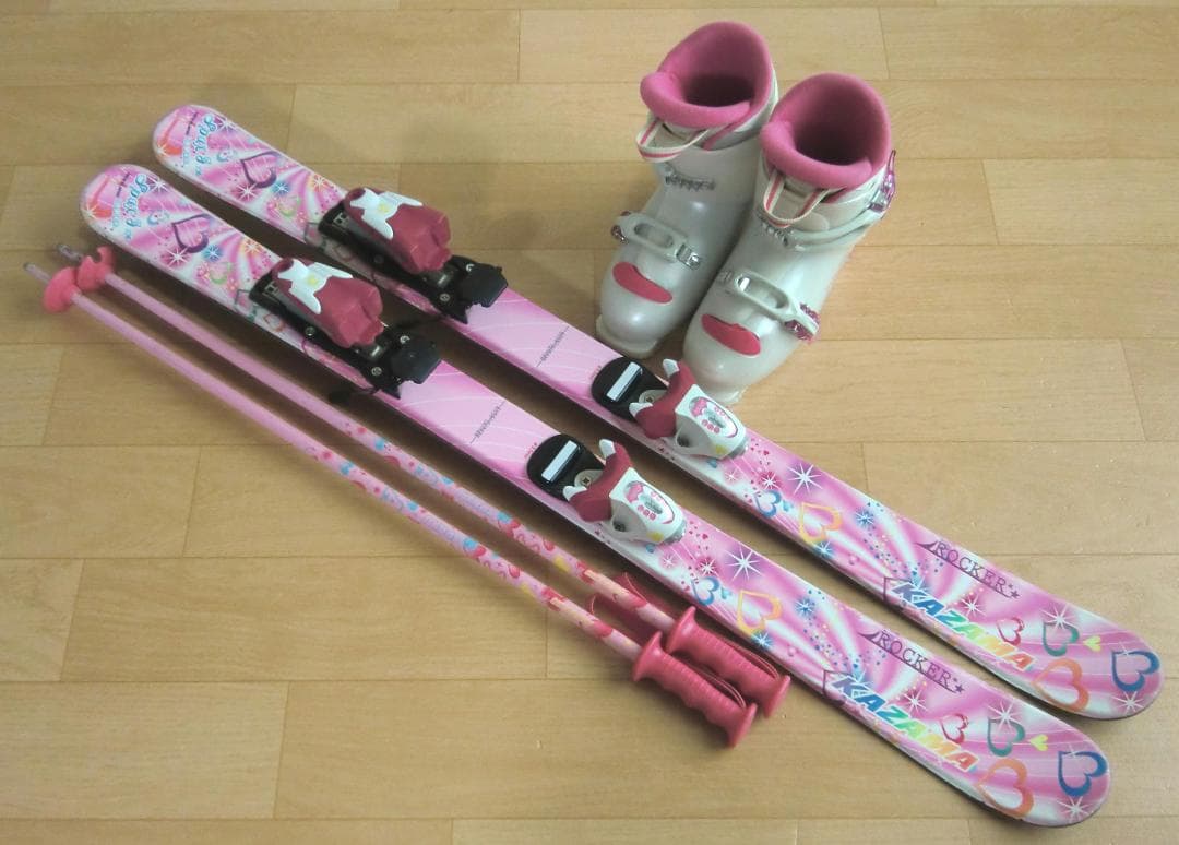 ■■送料無料■KAZAMA■子供用スキー4点セット■106/21■WAX済■■