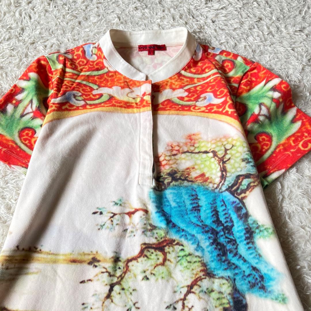 ヴィヴィアンタム VIVIENNE TAM 桃源郷襟付きコットンワンピース