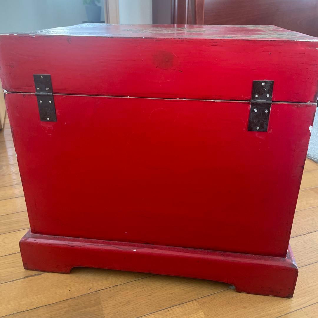 アンティーク　長持　中国家具　赤の木製箱