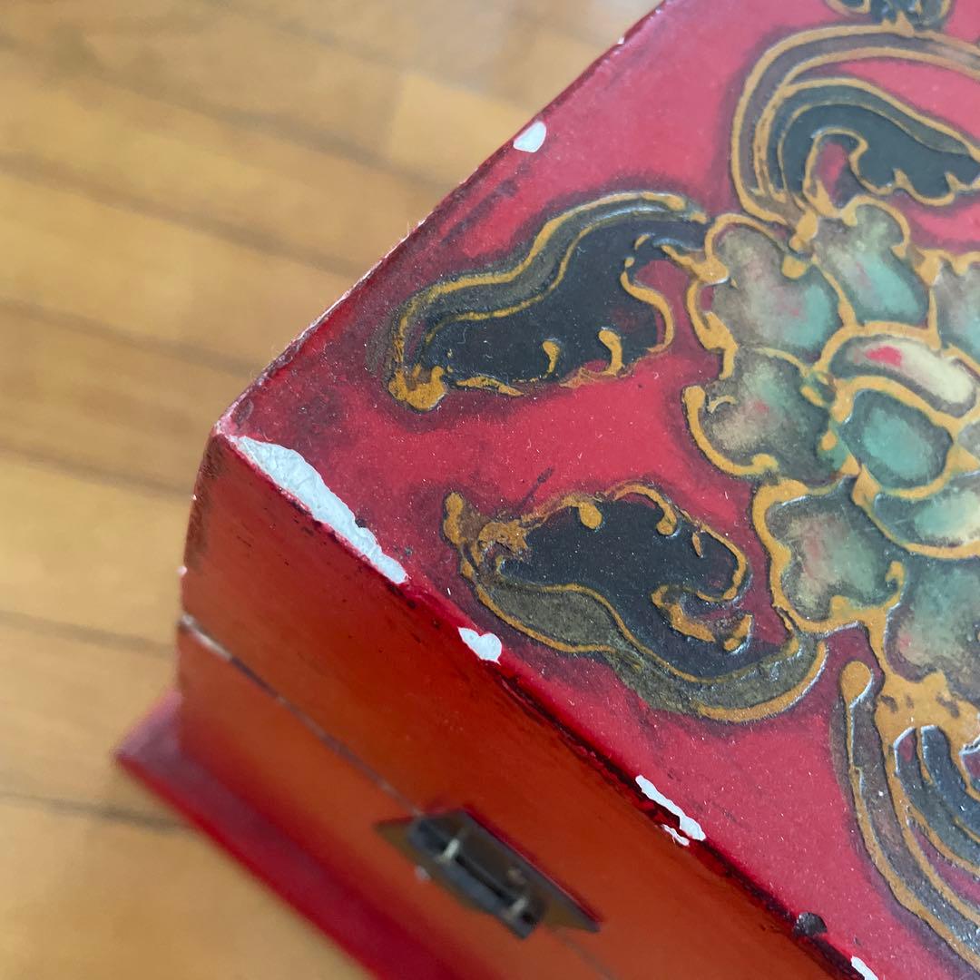 アンティーク　長持　中国家具　赤の木製箱