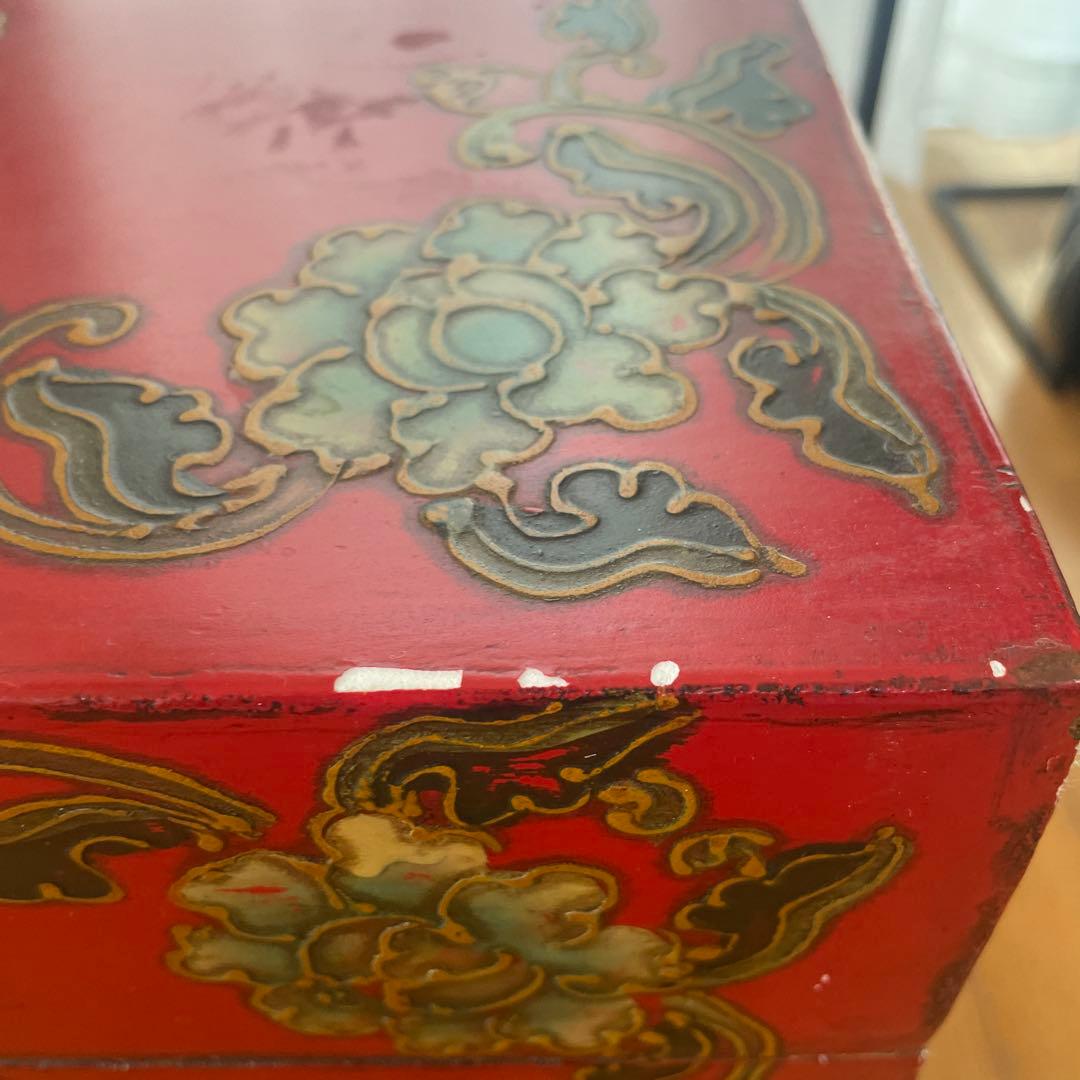 アンティーク　長持　中国家具　赤の木製箱