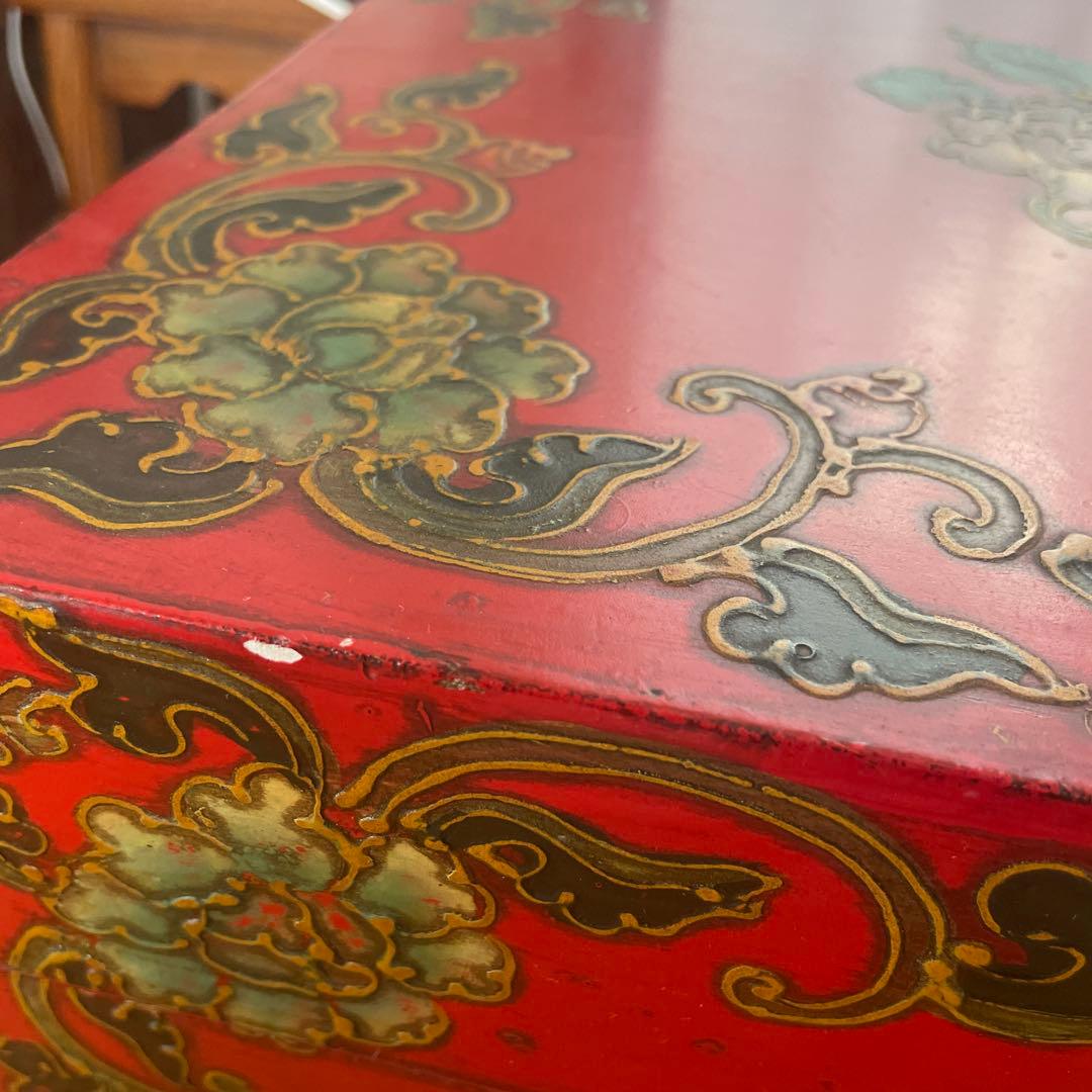 アンティーク　長持　中国家具　赤の木製箱