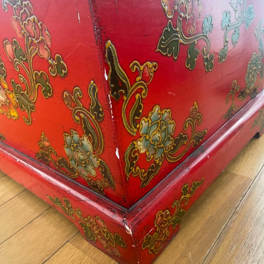 アンティーク　長持　中国家具　赤の木製箱