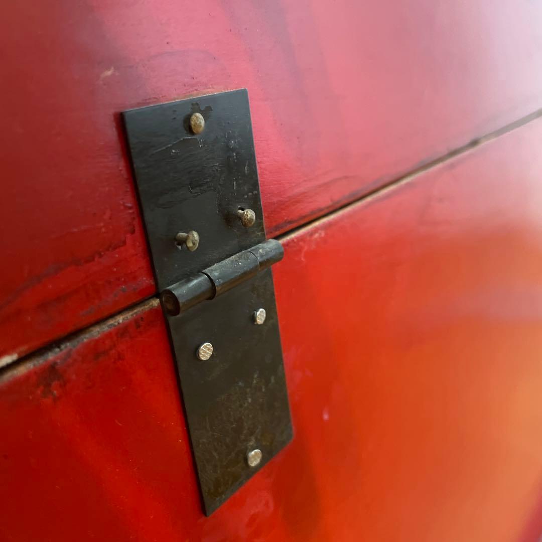 アンティーク　長持　中国家具　赤の木製箱