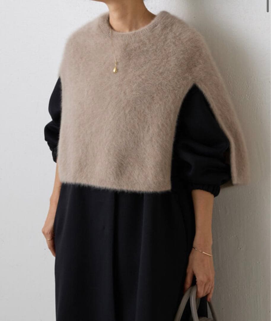 BEARDSLEY ファーニットポンチョ　モカ