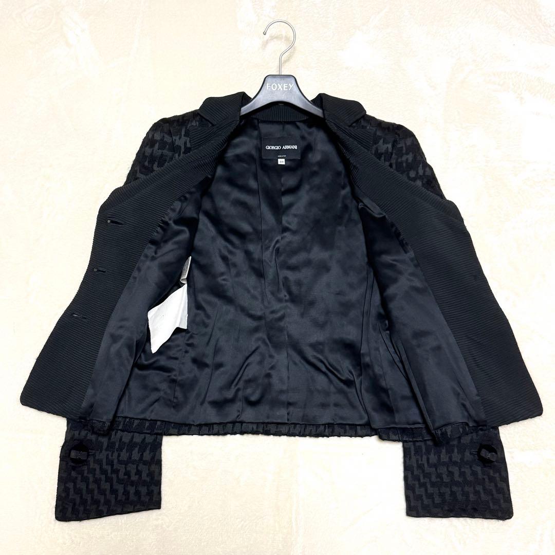 美品 ジョルジオアルマーニ テーラードジャケット ベロア シングル 黒