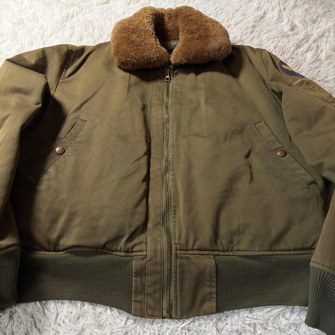 【雰囲気抜群】フライトジャケット　B-15 襟ボア　カーキ　40