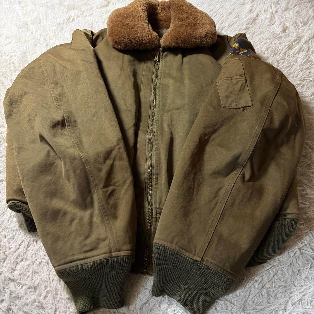 【雰囲気抜群】フライトジャケット　B-15 襟ボア　カーキ　40