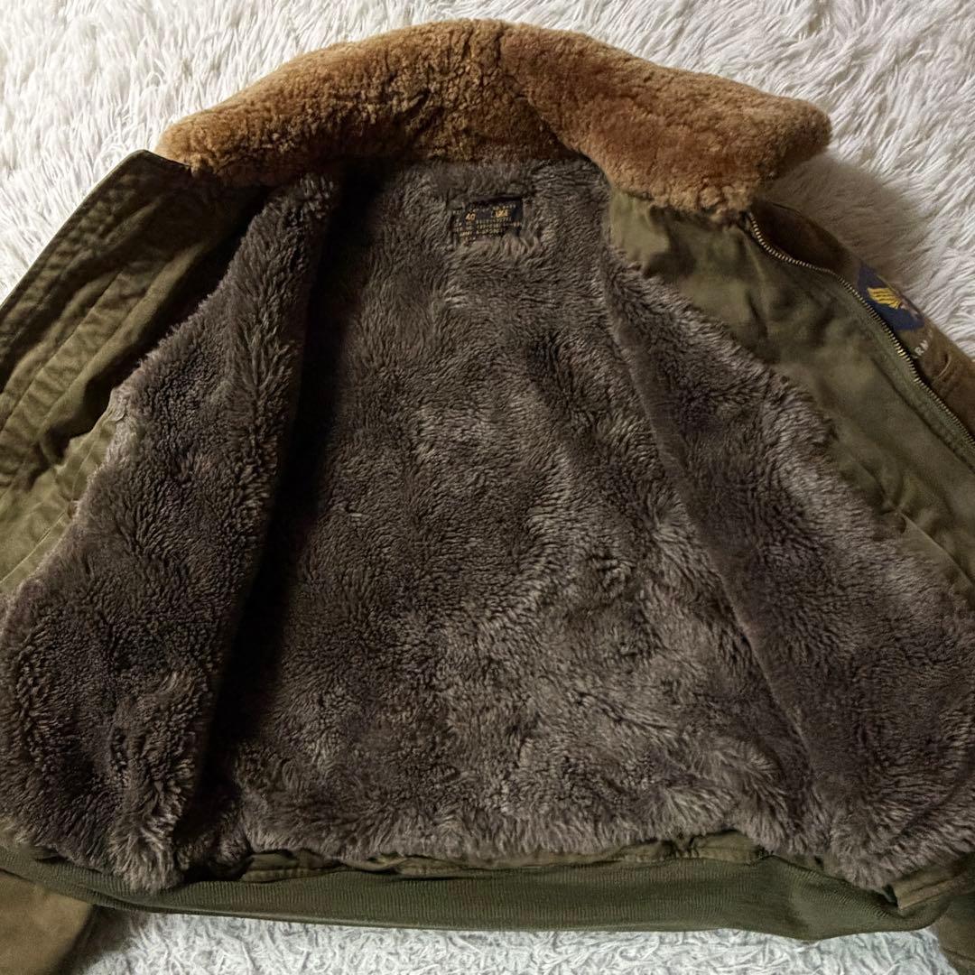 【雰囲気抜群】フライトジャケット　B-15 襟ボア　カーキ　40