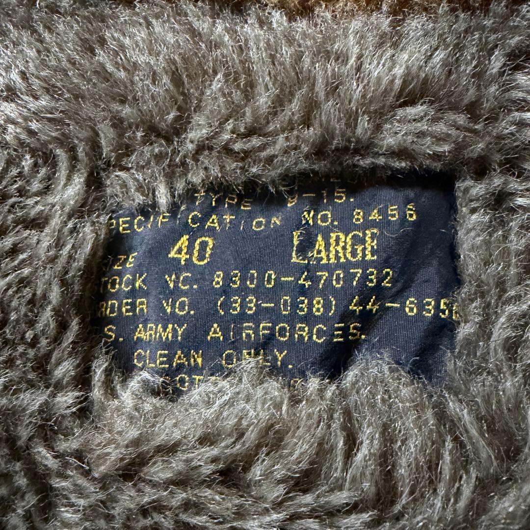 【雰囲気抜群】フライトジャケット　B-15 襟ボア　カーキ　40