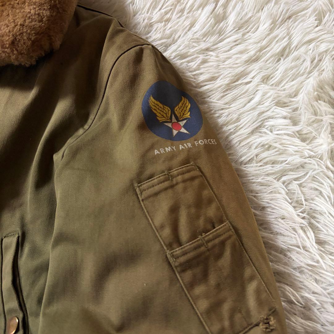 【雰囲気抜群】フライトジャケット　B-15 襟ボア　カーキ　40