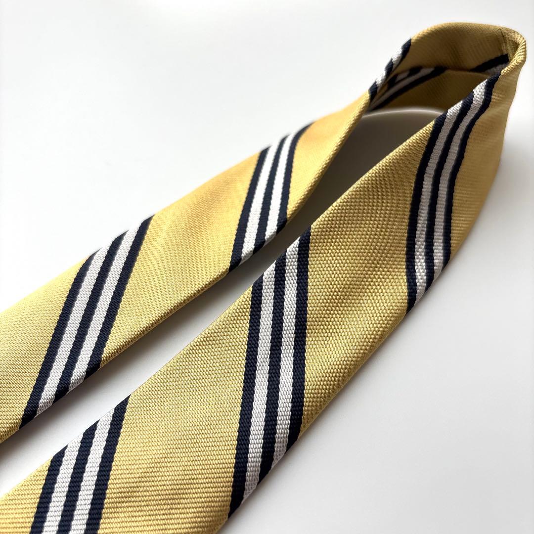 ꧁極美品꧂ ブルックスブラザーズ ネクタイ ストライプ イエロー ホワイト 光沢