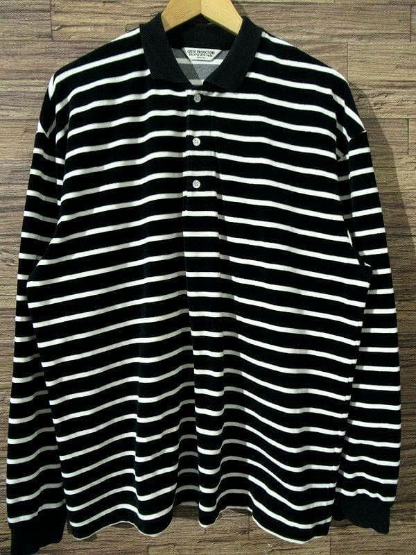 専用　21AW クーティー ベロア ボーダー ポロシャツ リラックスフィット M