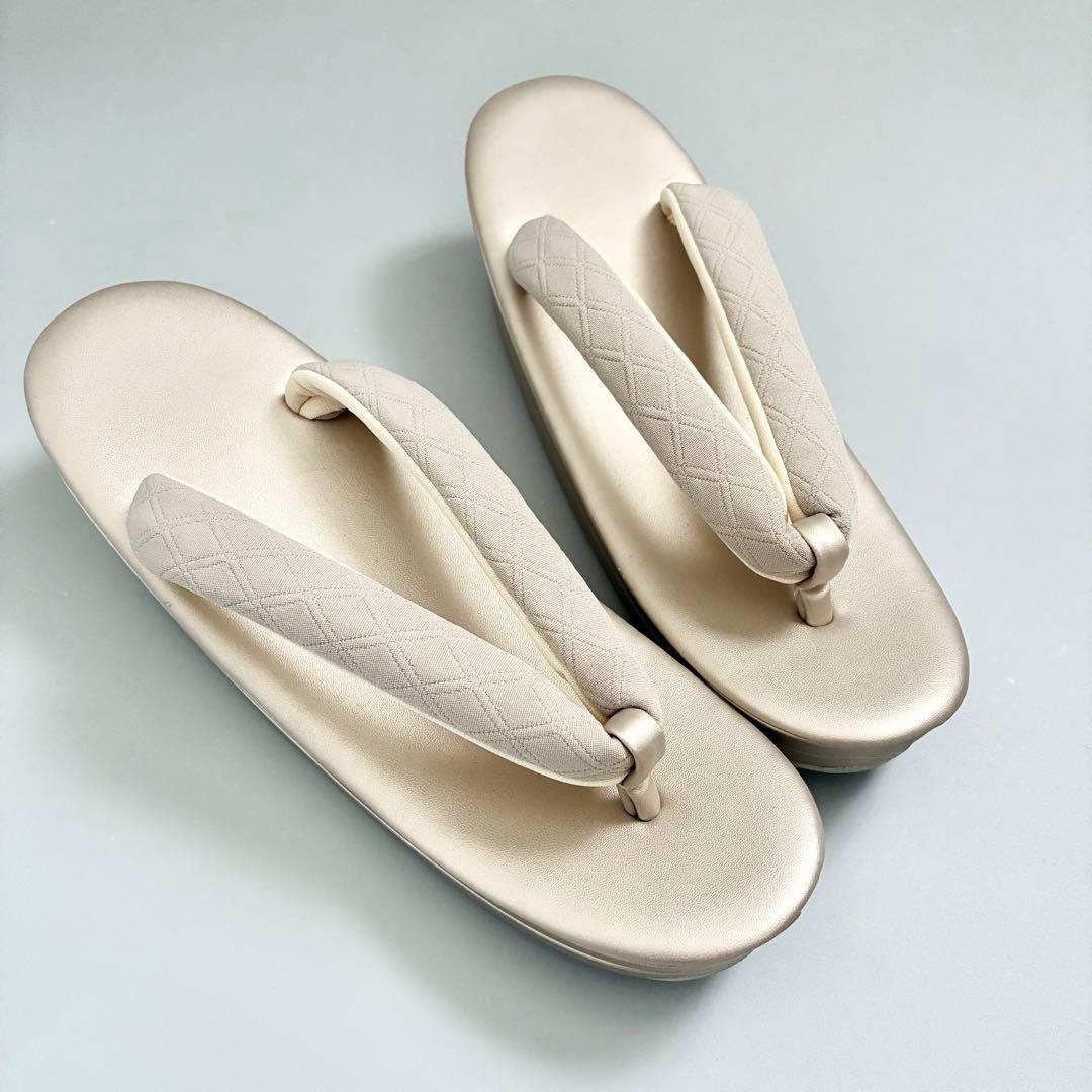 [ベージュ]上品草履バッグセット　フリーサイズ　成人式　卒業式　振袖